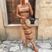 2025 Spring New Women's Fashion Casual Striped Holiday Style Sleeveless Square Neck Dress For Women_ecoleips.com