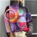 Women's Abstract Print Turtleneck Sweater Casual Cape Coat For Christmas_ecoleips.com