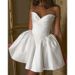 Women's Sexy Elegant Solid Color Off-Shoulder Strapless Mini Dress Waist Cinching A-Line European American Style Dress_ecoleips.com