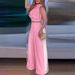 Women's Solid Color Button Top & Wide Leg Trousers Suit - European & American Fashion, Casual Office Outfit_ecoleips.com