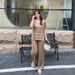 Women's Spring Summer Two Piece Set round Neck Color Block Knit Top Casual Trousers Fashionable Knitwear_ecoleips.com