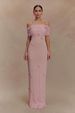 Women's Off Shoulder Solid Color Knit 3D Floral Bodycon Maxi Dress – Elegant Resort Party Gown_ecoleips.com