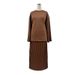 Vintage Elegant Women's Fall Outfit – Loose Fit Round Neck Top & Flowy Midi Skirt Set (Long Sleeve, Ruffled Hem) – Boho Chic Casual Dress_ecoleips.com