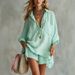 Women's Cotton Linen Shorts Set - Breathable Pocket Shorts And Shirt Comfy Outfit For Summer Beach Vacation_ecoleips.com