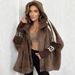 Women's Faux Fur Bomber Jacket With Mink-Like Collar, Oversized Fit, Slimming Winter Coat, Fashionable Plush Outerwear_ecoleips.com