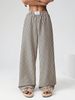 Women's Striped High Waist Wide Leg Casual Trousers Loose Fit Straight Pants With Pockets_ecoleips.com