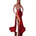 Sexy Off Shoulder Strapless Sequin Plus Size Long Evening Dress With Slit Flowing Hem For Formal Party Prom Night Events_ecoleips.com