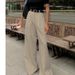 White High-Waisted Commuter Suit Pants Women's Fashionable Casual Loose Floor-Length Trousers Versatile Simple Design_ecoleips.com