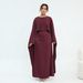 Modest Abaya Dress Elegant Beaded Waist-Defined Maxi Dress For Women – V-Neck Flowy Long Sleeve Dress For Office & Casual Wear_ecoleips.com