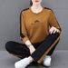 Women's Printed Round Neck Sportswear Set - Slim Fit Long Sleeve Hoodie & Jogger Pants For Running, Casual & Workout_ecoleips.com