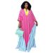 Women's V Neck Striped Long Dress Fashionable European And American Style Spring New Loose Fit_ecoleips.com