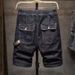 Men's Cargo Denim Shorts, Workwear Style 5-Pocket Utility Short Pants With Adjustable Belt For Casual Streetwear_ecoleips.com