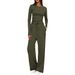 Women's Asymmetrical Design Casual Jumpsuit Long Sleeve Wide Leg Pants Multi-Occasion Sportswear Set Comfortable Stretchy Polyester Spandex Blend_ecoleips.com