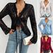 Women's Clothing Spring And Summer Sexy Slim Long Sleeved Lace Tops_ecoleips.com