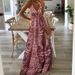 2023 New European And American Bohemian Style Spaghetti Strap Long High Waist V-Neck Floral Print Dress Women's Clothing_ecoleips.com