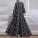 Cross-Border New Foreign Trade Plus Size Women's Floral Robe Vintage Sleeve Loose Long Dress Middle Eastern Style_ecoleips.com