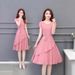 Summer High-End Waist-Cinching Slimming Age-Reducing Slim Fit Elegant Mid-Length A-Line Round Neck Plus Size Loose_ecoleips.com