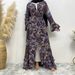 New Fashion Patchwork Flared Long Sleeve Full Button Slim Fit Parent-Child Muslim Dress 6380_ecoleips.com