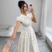 Polka Dot Women's Dress French Retro Style Waist Cinching Slimming Elegant Long Dress for Youthful Summer Fashion_ecoleips.com