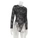 Lace Perspective Tight-fitting Hollow Women's Onesie European And American Street Hottie Top_ecoleips.com