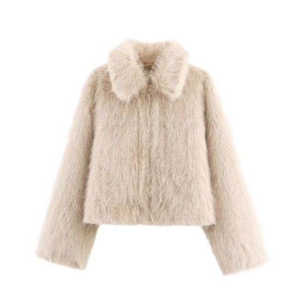 Women's Faux Fur Trimmed Jacket – Trendy Oversized Coat With Quilted Detailing For Fall & Winter_ecoleips.com