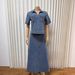 New Casual Denim Suit Women's Korean Style V Neck Loose Two Piece Set Blue Denim Skirt Fashion_ecoleips.com