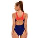 Women's Clothing One Piece Swimsuit For Women Color Matching Sports Swimsuit Conservative Slimming Belly Cover_ecoleips.com