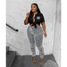 Summer Striped Women's Clothing Set D10052 European American Style T-Shirt And Trousers Two Piece Casual Sexy_ecoleips.com