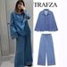 Women's Clothing Fashion Washed Blue Denim Tops Straight Trousers Set_ecoleips.com