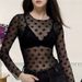 Aria Basics Aria Basics European And American Hot Lace T-Shirt For Women Club Mesh Top Cross-Border Net Sand See-Through Base Shirt_ecoleips.com