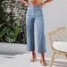 Retro High-Waisted Wide-Leg Women's Jeans Single-Breasted Loose Straight Leg_ecoleips.com