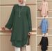 Women's Clothing Spring And Autumn Two Layer Design Shirt Round Neck Solid Color Elegant Holiday Party Top Turkish Robe_ecoleips.com