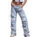 European And American Fashion High Street Heavy-duty Washed Whiskered Harem Patch Jeans Men, Distressed Slim-fit Skinny_ecoleips.com