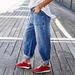 Stretch Casual Cropped Jeans Banana Style for Women Spring Autumn Summer Regular Fit Cotton Solid Color Y2K Trend_ecoleips.com
