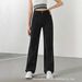 Black Rhinestone Design Straight Leg Jeans for Women Casual Slimming Versatile Autumn Winter Hot Item_ecoleips.com