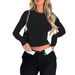 Women's Clothing Casual Long Sleeved T Shirts Spring And Autumn Solid Color Slim Fit Pullover T Shirts Women's Streetwear Bottoming Shirts Tops_ecoleips.com