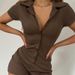 Women's Solid Color V Neck Jumpsuit Slim Fit Casual Style European American Summer Hot Girl Simple Pattern_ecoleips.com
