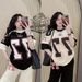 Women's American Style Letter Print Lounge Set - Oversized Tee With Wide Leg Pants Casual Outfit_ecoleips.com