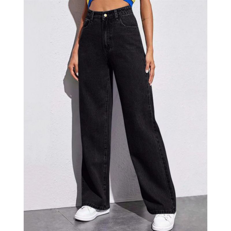 Women's Retro Fashion Loose Straight Washed Jeans Casual Versatile Trousers_ecoleips.com