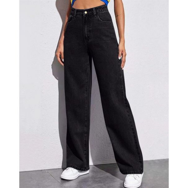 Women's Retro Fashion Loose Straight Washed Jeans Casual Versatile Trousers_ecoleips.com