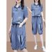 2025 New Denim Casual Professional Suit For Women Summer Belly Covering Slimming Thin Seven-point Wide-leg Pants_ecoleips.com
