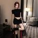 Lace Pure Desire Sexy Sleeve T-Shirt For Women Summer Hot Girl Short Top Waist-Exposing Two-Piece Slim Fit_ecoleips.com