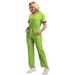 Women’s Clothing Wash Clothes Split Suit Short Sleeve Beauty Salon Nursing Work Uniforms Women's Micro Elastic Hospital Scrubs_ecoleips.com