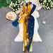 Romantic Style Printed Pleated Dress European American Elegant Ribbon Slim Fit Slit Long Skirt for Women_ecoleips.com