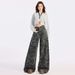 American-style High-waisted Camouflage Wide-leg Jeans Women, Loose Slimming Straight Pants Spring And Autumn, Available_ecoleips.com
