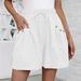 Summer Women's Cotton Linen Shorts European American Style Elastic Waistband Drawstring Pockets_ecoleips.com