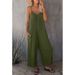 Summer New Women's Loose Casual Suspender Jumpsuit Solid Color Pockets_ecoleips.com