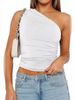 Aria Basics Aria Basics Cross-border European And American Summer Hot Girl Unique One-shoulder Camisole Inner Layer T-shirt, Cropped Top,_ecoleips.com