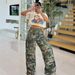 Women's Clothing Summer New Camouflage Print High Waist Straight Loose Camouflage Overalls_ecoleips.com