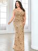 plus Size Sequined Evening Dress European American Style Sexy Elegant Slim Fitting Fishtail Long Dress for Women Party Wear_ecoleips.com
